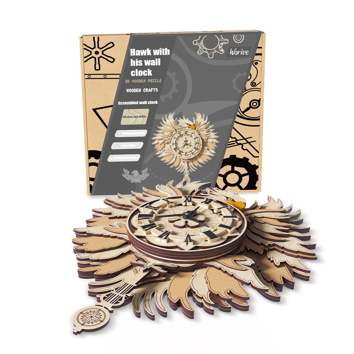 US Local Home Fashion Minimalist Hawk With His Wall Clock Puzzle Toys