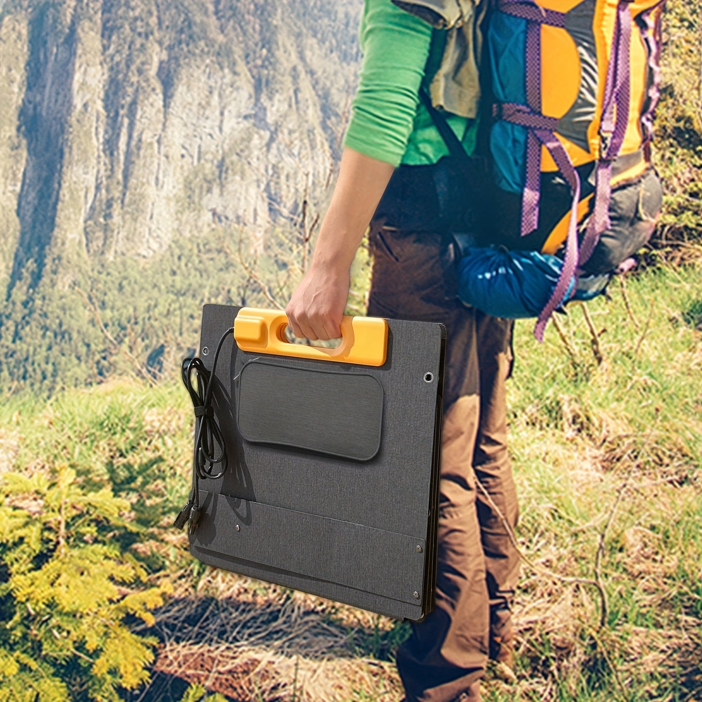 US Local 100W Portable Foldable Solar Charging Panel - High Efficiency With USB-C PD3.0, USB-A QC3.0 And DC 20V Output, Lightweight And Compact Design For Camping, Hiking, RV Outings And Outdoor Adventures