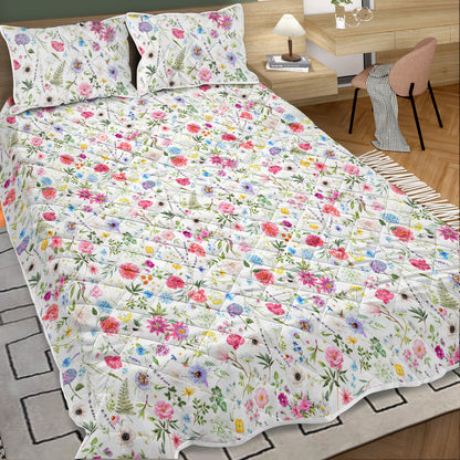 US Local Red Floral Quilt 3 Pieces Microfiber Quilt Sets Lightweight Bedspreads Botanical Coverlets Quilt Bedding Set All Season Quilts Twin Full Queen King Size