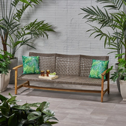 US Local HAMPTON WOOD   WICKER 3 SEATER