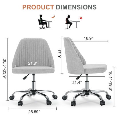 US Local Modern Fabric Armless Adjustable Swivel Office Desk Chairs With Wheels