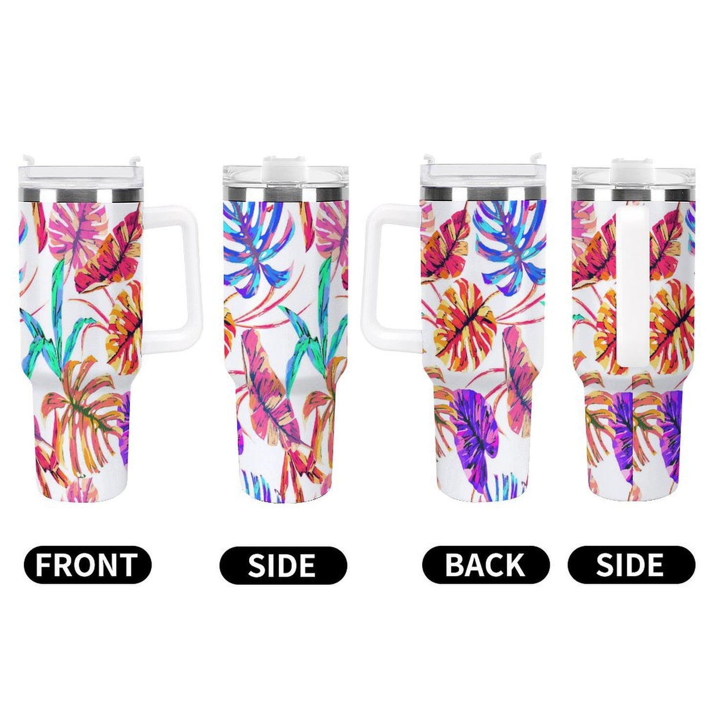 PHDT00414 POD US Local Tumbler 40 oz Large Capacity Car Cup Monstera, Summer, Dazzling, Tropical