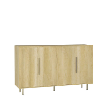 US Local Wood Modern Buffet Cabinet With Storage, Fluted Sideboard Large Buffet With Adjustable Shelves, Credenza, Accent Cabinet Console Table