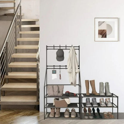 US Local Five-tier Shoe And Hat Racks With 8 Hooks