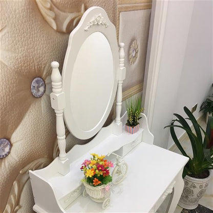 US Local Four Drawer Single Mirror Dressing Table Set