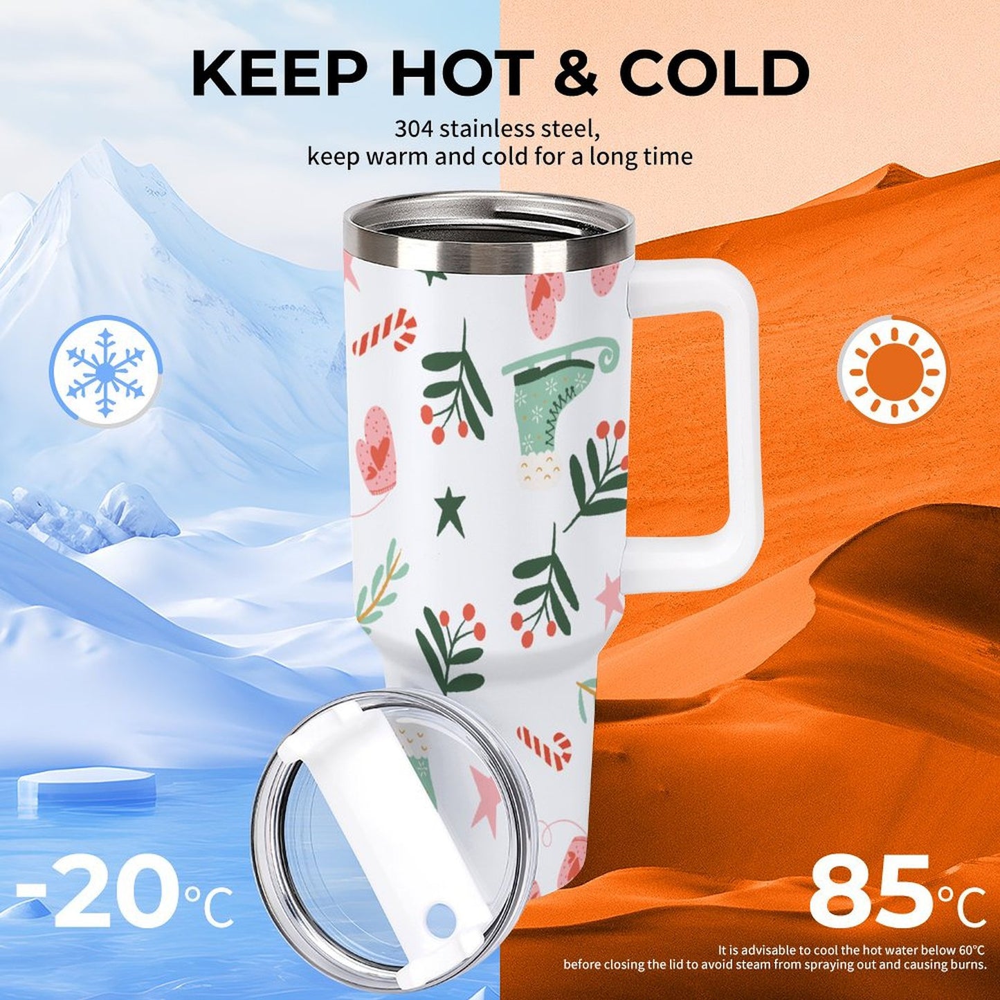 POD US Local 40 oz Large Capacity Car Cup Christmas, Skates