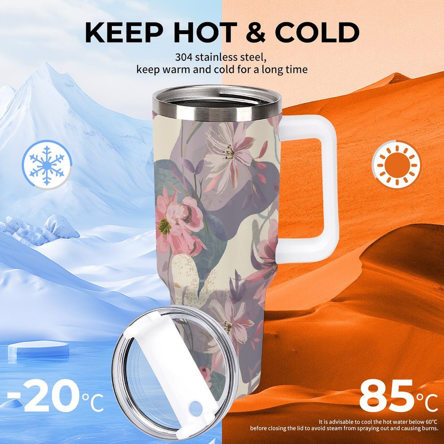 PHDT00237 POD US Local Tumbler 40 oz Large Capacity Car Cup Butterflies, Flowers, Seeds