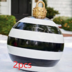 US Local Christmas Ornament Ball Outdoor Pvc 60CM Inflatable Decorated Ball PVC Giant Big Large Balls Xmas Tree Decorations Toy Ball