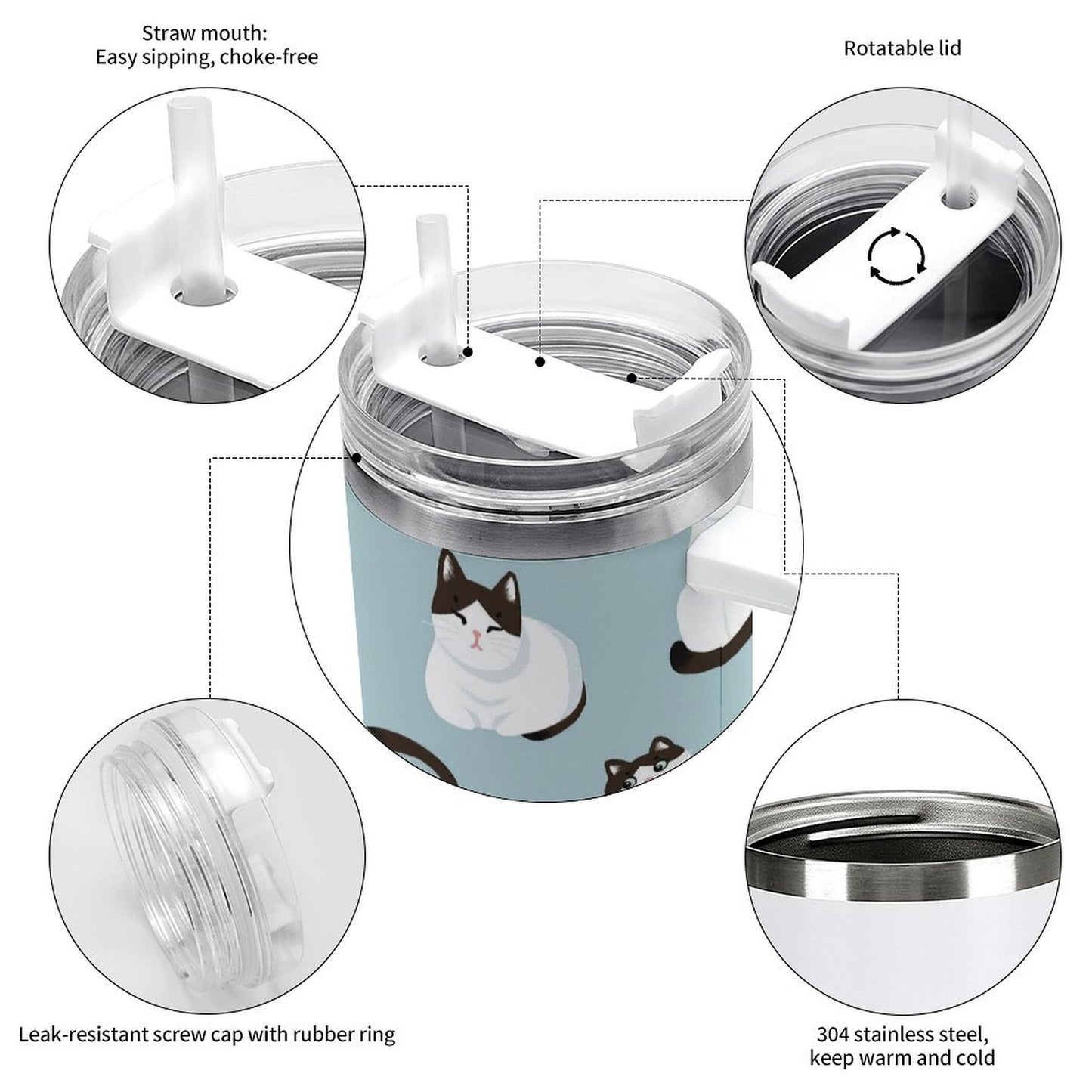 PHDT00253 POD US Local Tumbler 40 oz Large Capacity Car Cup Cat