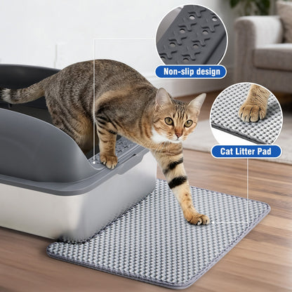 US Local Stainless Steel Cat Litter Box With Lid, Large Cat Litter Box For Big Cats, Scoop And Mat Included