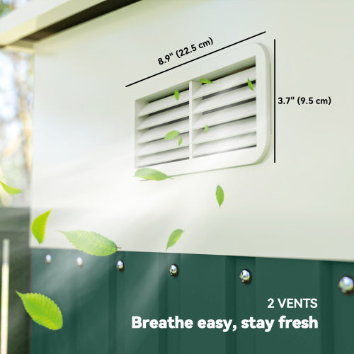 UK Local Outsunny Garden Metal Storage Shed Outdoor Metal Tool House With Double Sliding Doors And 2 Air Vents, 11.3x9.2ft, Green