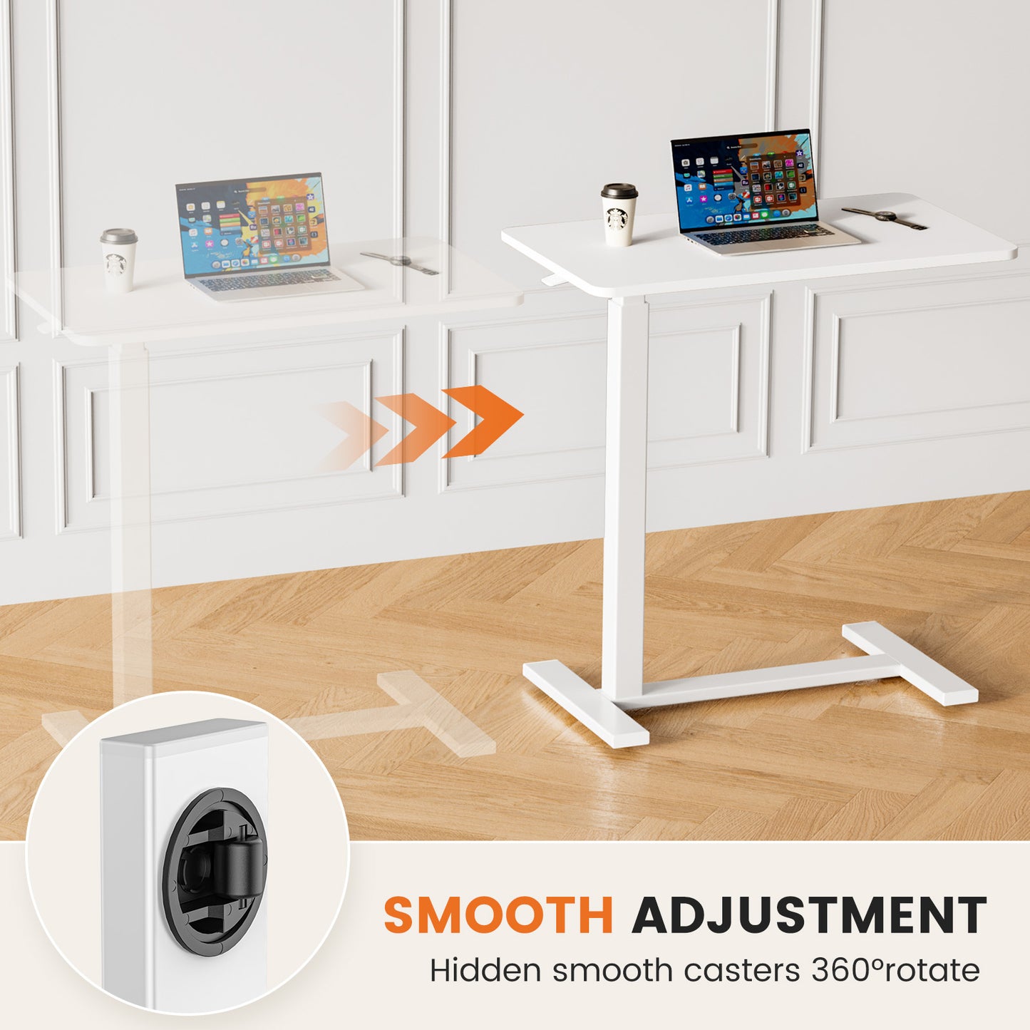 US Local Adjustable Mobile Bed Table, Computer Desk, Mobile Standing Table