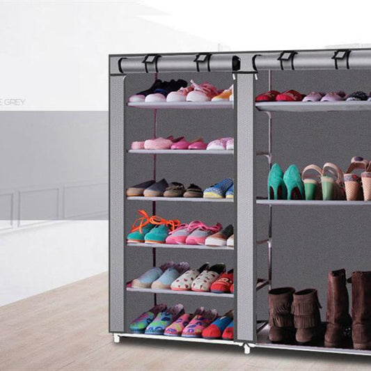 US Local Double Row 9-grid Non-woven Shoe Cabinet