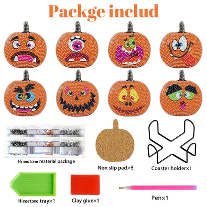 重复 US Local 8 Packs Halloween Rhinestones Art Coasters