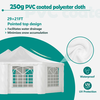 US Local Double Peaked Arabian Shelter,Party Tent,PVC Coated Polyester Roof,Roll-Up Doors And Windows,Removable Side Walls,And Complete Accessorie,White