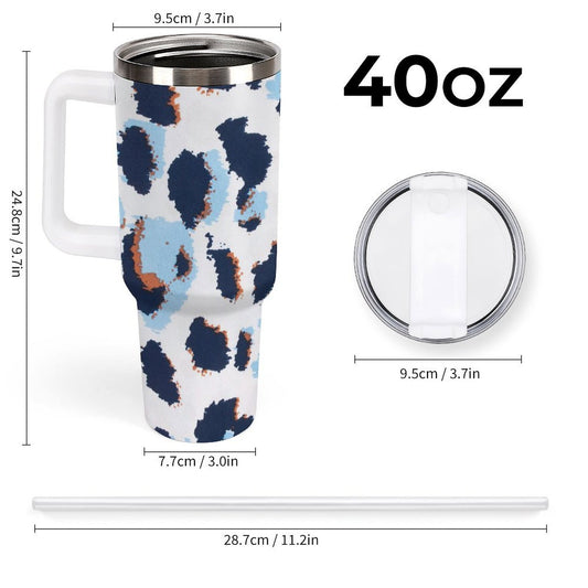 PHDT00229 POD US Local Tumbler 40 oz Large Capacity Car Cup Blue Leopard Print