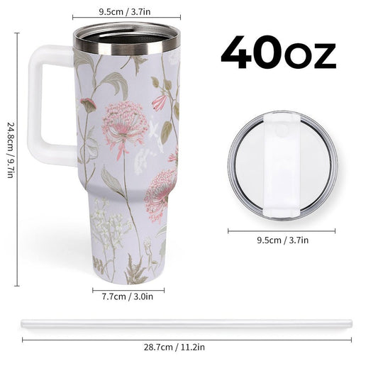 PHDT00365 POD US Local Tumbler 40 oz Large Capacity Car Cup Flower Branches, Pure