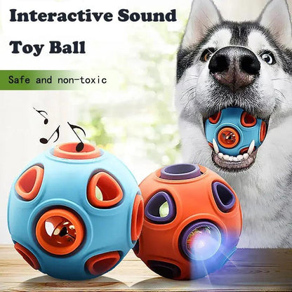 US Local Dog Rubber Ball With Bell Sound, 2-Pack, Interactive Pet Chew Toy For Puppies And Small Dogs