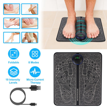 US Local 1 Pc Foot Massage Pad Electric Stimulator Massager Unit Leg Reshaping Muscle Pain Relax Foldable Massage Mat With 8 Modes 19 Intensity Levels Remote Control
