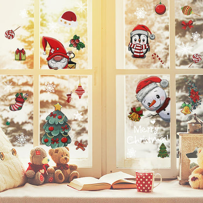 US Local Christmas Window Clings 242Pcs Double Sided Christmas Window Stickers Reusable 9 Sheets Snowflake Santa Snowman Window Clings Decals For Xmas Home School Office Decorations Clearance