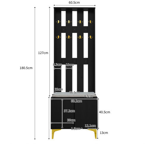 UK Local Wardrobe Set With Shoe Bench And Cushion, Wardrobe Front With Hooks, Shoe Cabinet With Drawers And Doors