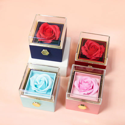 US Local Rotating Soap Flower Rose Gift Box Creative Rotating Rose Jewelry Packaging Box Valentine's Day Gift For Women