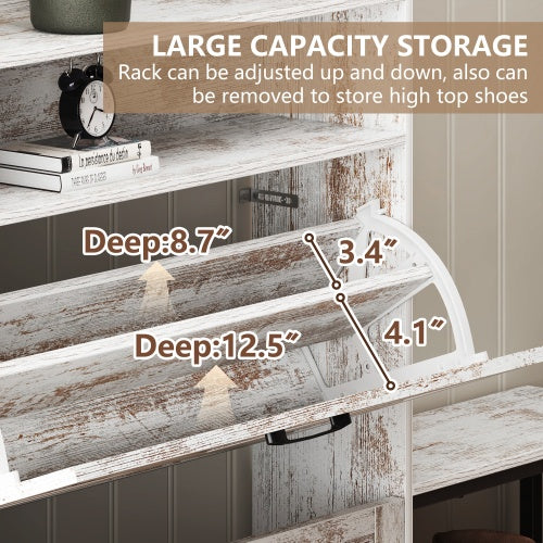 US Local Shoe Cabinet, Entry Home Shoe Cabinet, Entrance Balcony Storage Cabinet, Large Capacity Shoe Rack, White