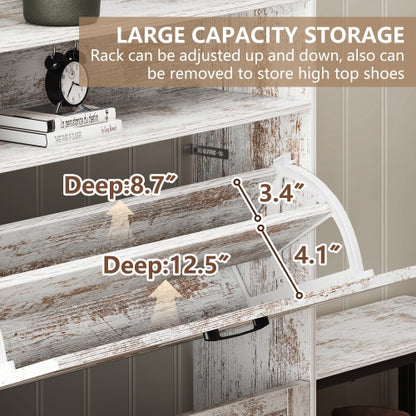 US Local Shoe Cabinet, Entry Home Shoe Cabinet, Entrance Balcony Storage Cabinet, Large Capacity Shoe Rack, White