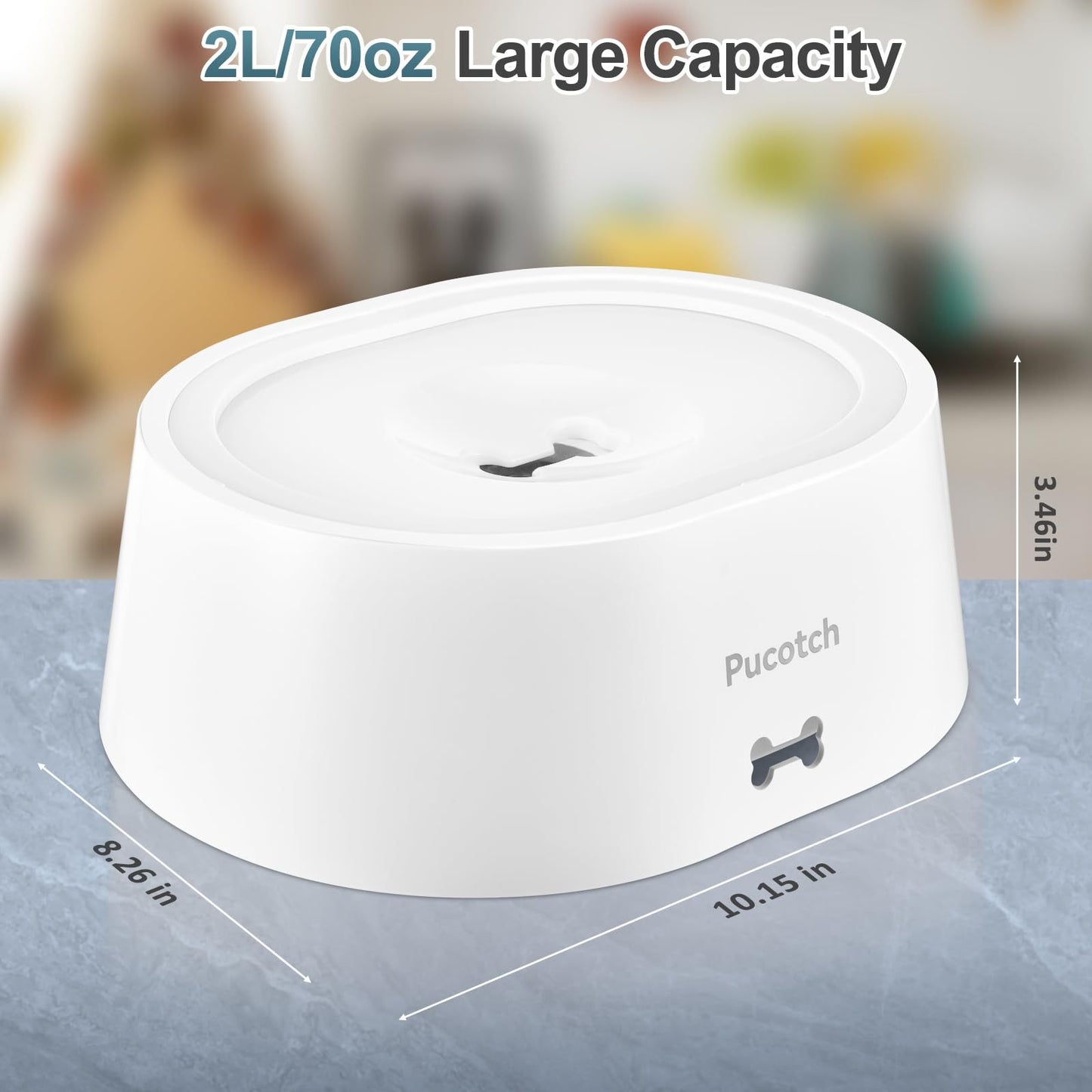 US Local 2L 70oz Spill-Proof Dog Slow Flow Drinking Bowl With Activated Carbon Filter