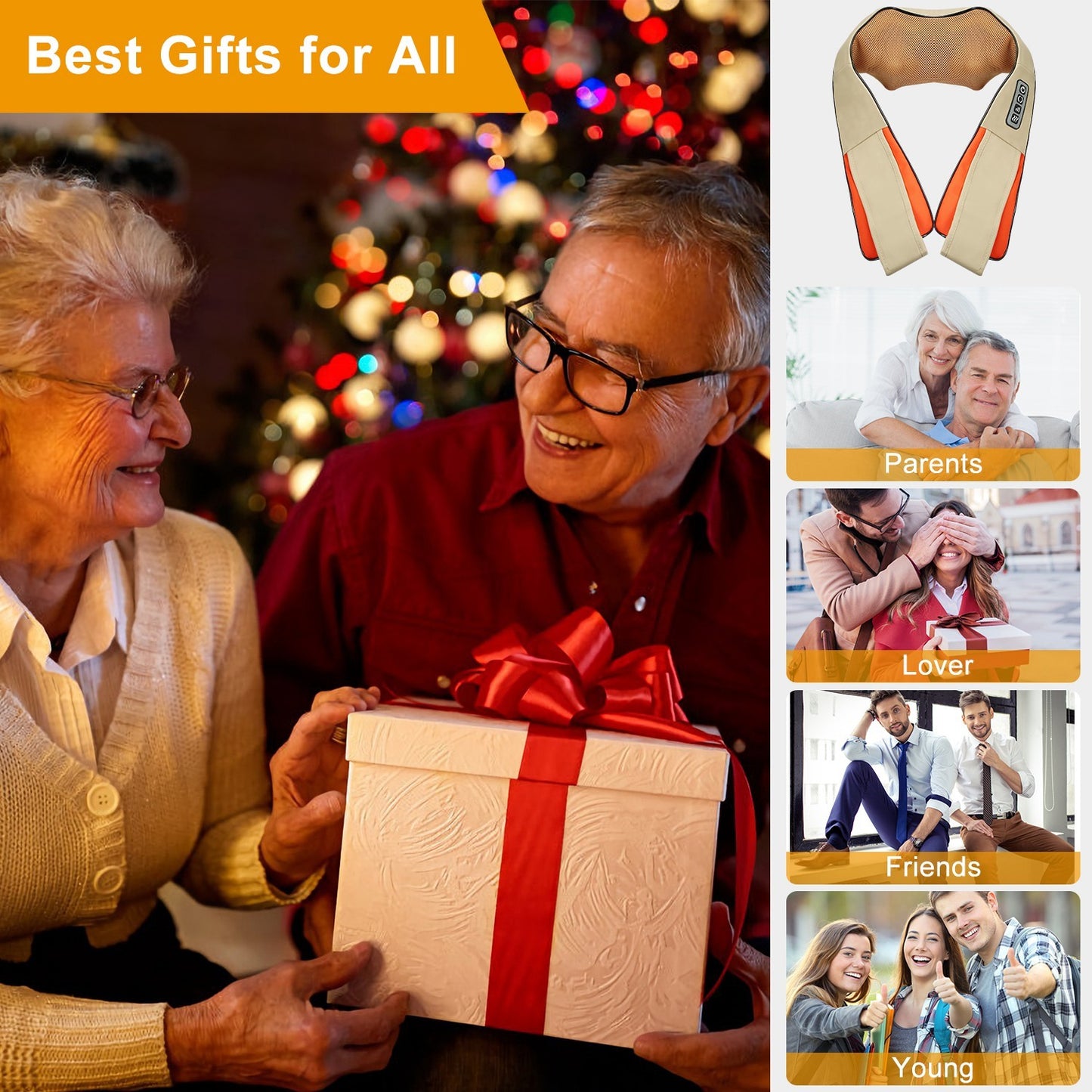 US Local 1 Pc Neck Shoulder Massager Electric Back Massage Cape With Heat Deep Tissue 3D Kneading Massage Neck Waist Shiatsu Massager Pillow For Muscles Pain Relief Relax In Car Office And Home