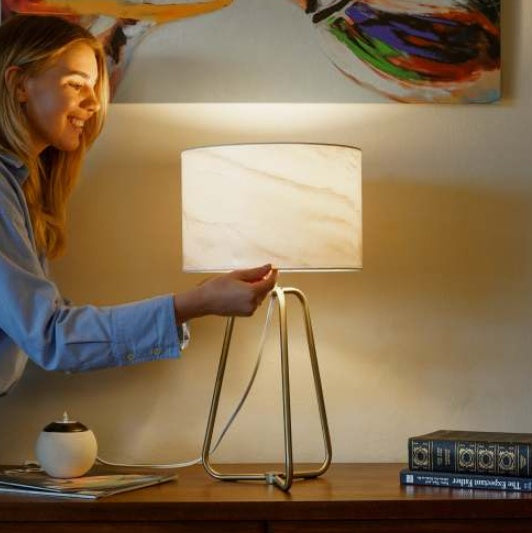 US Local New Design Small Modern Stylish Desk Lamp In Stock In The United States, Easy To Install, Optima Marble Lampshade Table Lamp - Bronze 110V Metal Online Shift Switch, Used For Bedside Table Lamp