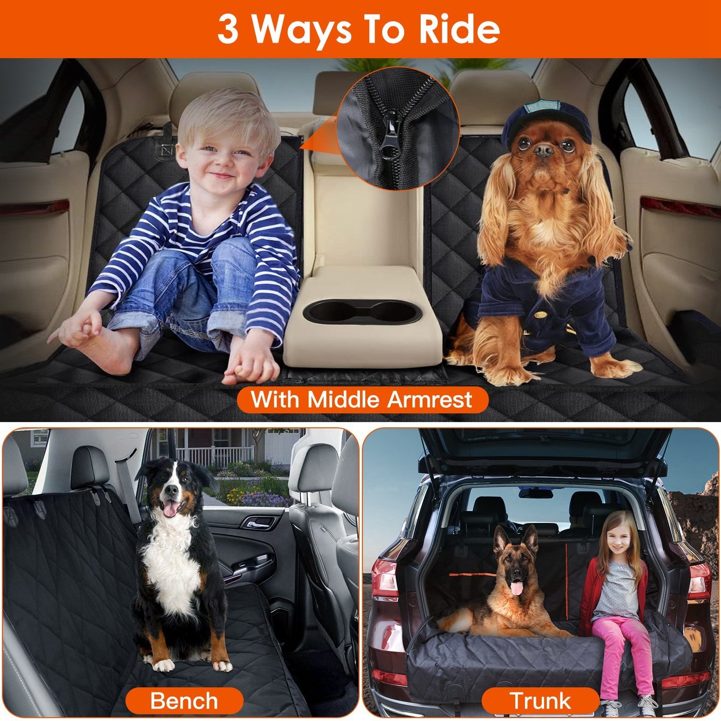 US Local 1Pc Dog Car Seat Cover Waterproof Scratchproof Pet Car Rear Protector Mat Pet Back Seat Cover With Dog Seat Belt For Car Truck SUV