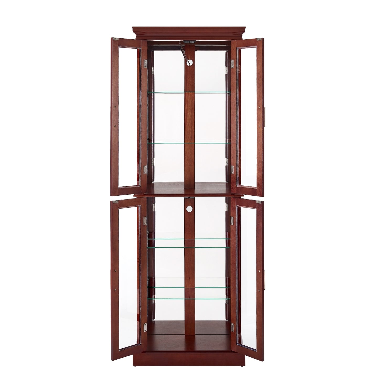 US Local Lighted Curio Display Cabinet With Adjustable Shelves & Mirrored Back Panel