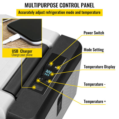 US Local 12 Volt Refrigerator 10 Qt, Portable Mini Freezer (-4¨H~68¨H) W/APP Control Car Compressor Fridge Cooler 12V/24V DC And 110-220V AC For Camping, Road Trip, Travel, Outdoor And Home