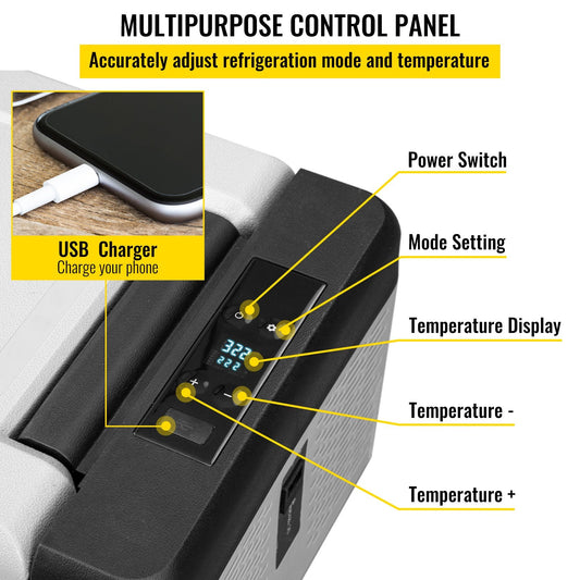 US Local 12 Volt Refrigerator 10 Qt, Portable Mini Freezer (-4¨H~68¨H) W/APP Control Car Compressor Fridge Cooler 12V/24V DC And 110-220V AC For Camping, Road Trip, Travel, Outdoor And Home