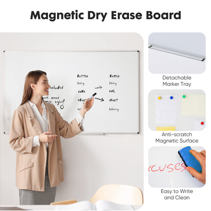 US Local Magnetic Dry Erase Board  36 X 24 Inches White Board For Home Office School,Sliver Reinforced Aluminum Frame