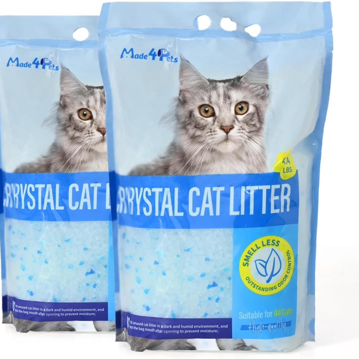 Crystal Cat Litter For Pets, No Caking, Odor Control, Light Weight, Low Dust, Easy To Use