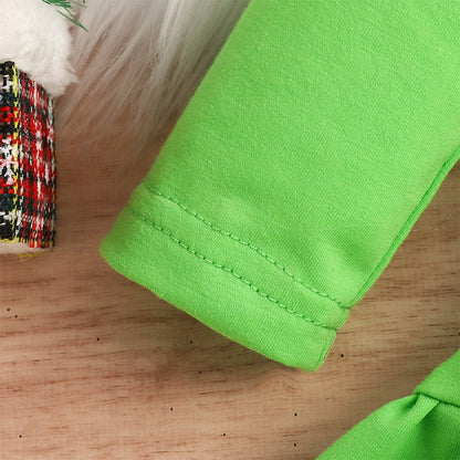 US Local Toddler Girl's 2-Piece Set Round Neck Long Sleeve Ruffle Hem Tunic Top & Print Flare Pants For Spring & Fall