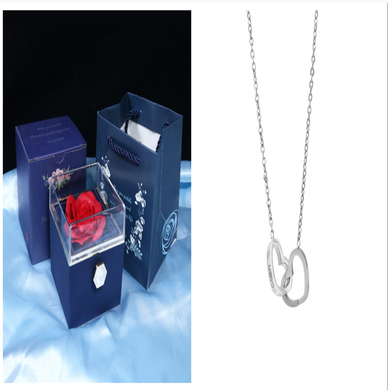 US Local Rotating Soap Flower Rose Gift Box Creative Rotating Rose Jewelry Packaging Box Valentine's Day Gift For Women