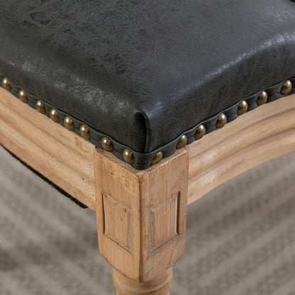 US Local French Style Solid Wood Frame Antique Painting, PU Artificial Leather Decoration