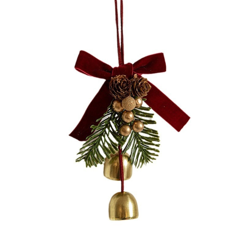 Christmas Little Bell Shape Velvet Bow Small Hanging Piece