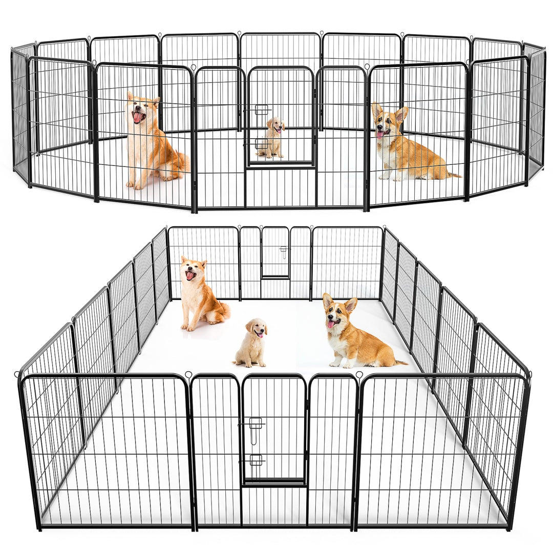 US Local Dog Playpen Indoor Fence Height Metal Exercise Pen With Door Small Puppy-Medium-Large Dogs Animal Pet For Outdoor, Garden, Yard