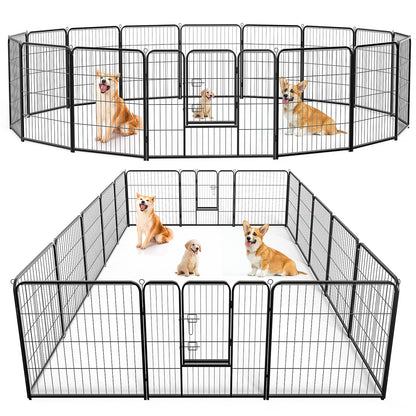 US Local Dog Playpen Indoor Fence Height Metal Exercise Pen With Door Small Puppy-Medium-Large Dogs Animal Pet For Outdoor, Garden, Yard