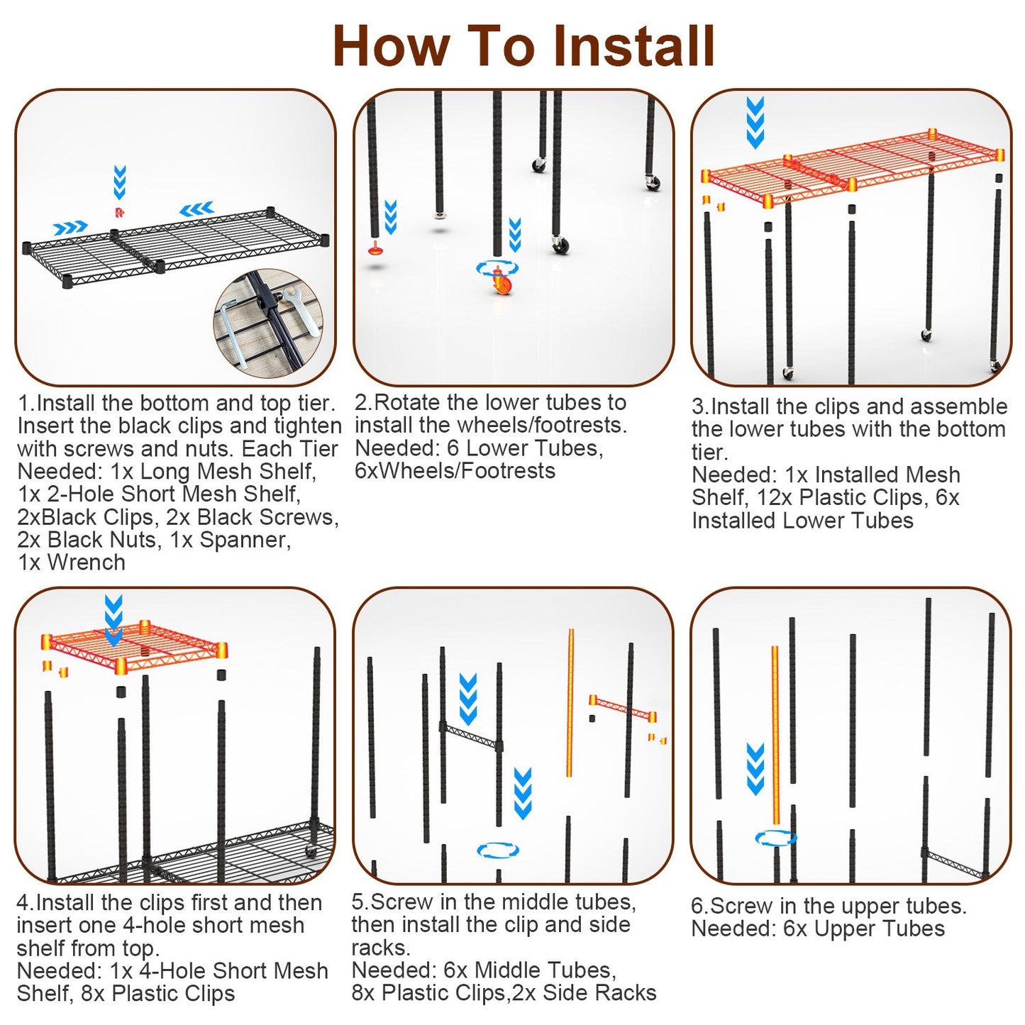 US Local 1Pc 4 Tier Heavy Duty Garment Rack With Wheels Carbon Steel Clothing Rack Portable Wardrobe Clothes Rack With 3 Hanging Rods 6 Footrests 44.9x17.13x77.95in
