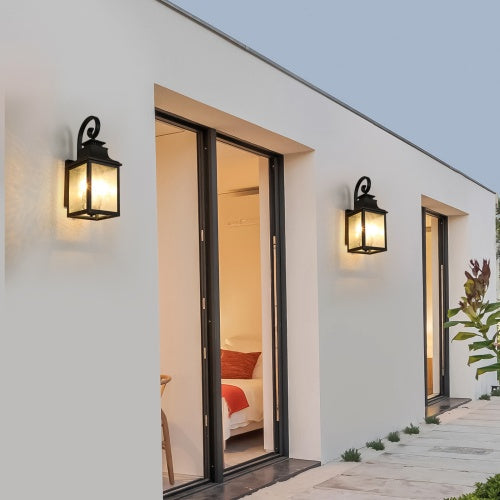 US Local Large Outdoor Glass Wall Light Supports Many Types Of Bulbs -2 Packs