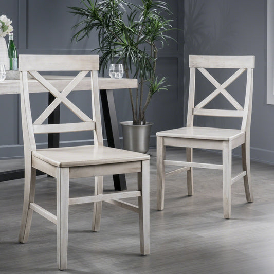 US Local Acacia Wood Dining Chairs, Light Grey Wash, 21D X 17.75W X 35.5H Inch Set Of 2