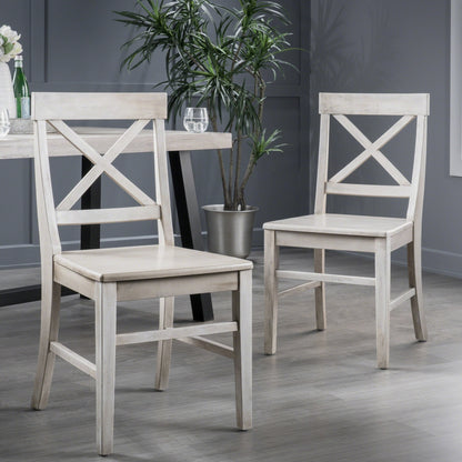 US Local Acacia Wood Dining Chairs, Light Grey Wash, 21D X 17.75W X 35.5H Inch Set Of 2