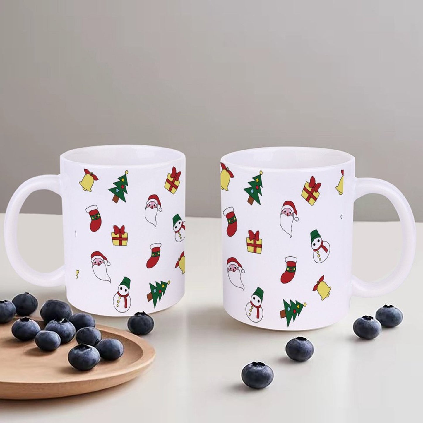 POD US Local White mug with full print, Christmas Santa Claus Trees Snowman 0064