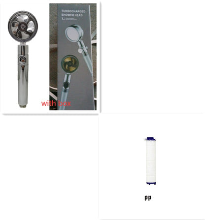 US Local Shower Head Water Saving Flow 360 Degrees Rotating With Small Fan ABS Rain High Pressure Spray Nozzle Bathroom Accessories