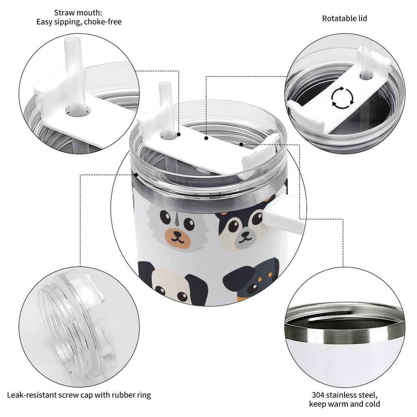 PHDT00240 POD US Local Tumbler 40 oz Large Capacity Car Cup Cartoon Dog